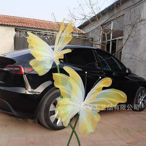 大型仿真蝴蝶套装婚庆路引布置商场吊顶装饰网红幻彩渐变花蝴蝶