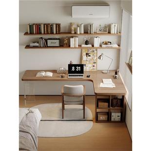 松木实木转角书桌家用卧室7字L型电脑桌拐角办公桌学生写字桌