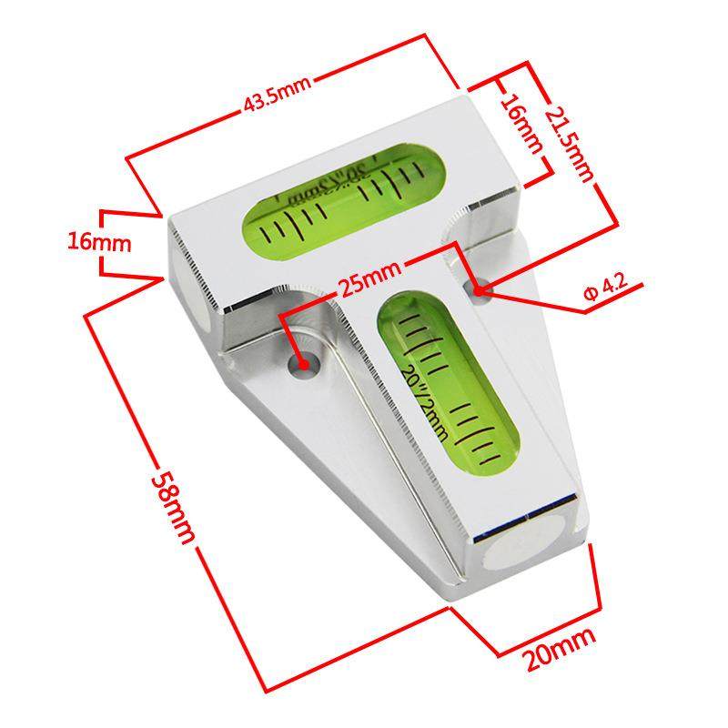 T型水平泡水准仪迷你小型水准器全金属水平气泡双向水平气