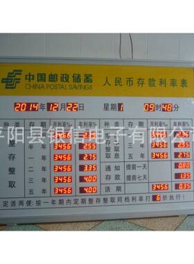 专业生产邮政储蓄LED电子利率牌汇率屏利息表月利率年利率表
