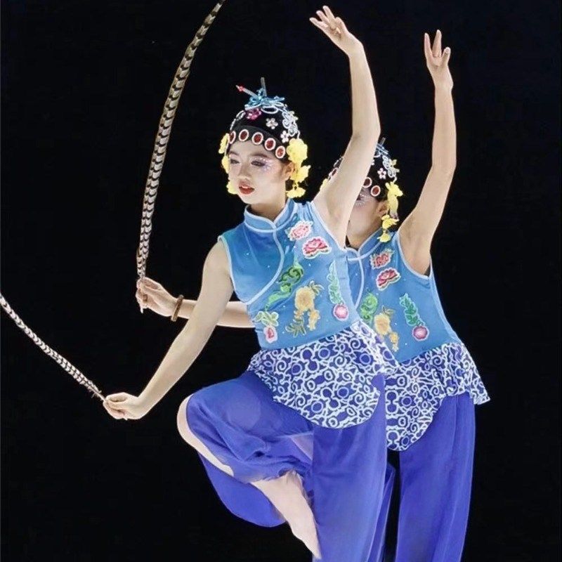 粉墨春秋桃李杯舞蹈演出服女童俏花旦表演装国韵春华戏曲翎毛服装