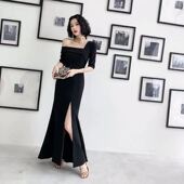 平时可穿晚宴礼服2021新款 高贵女王鱼尾主持人开叉敬酒服气质女