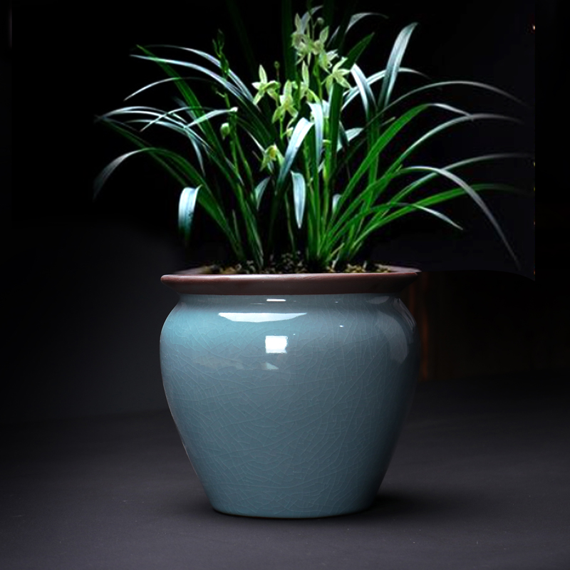 哥窑陶瓷紫砂兰花专用花盆家用室内客厅绿植盆栽造景盆高款吊兰盆