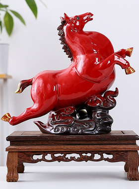 创意招财大小唐马摆件家居客厅办公室电视柜陶瓷工艺装饰开业礼品