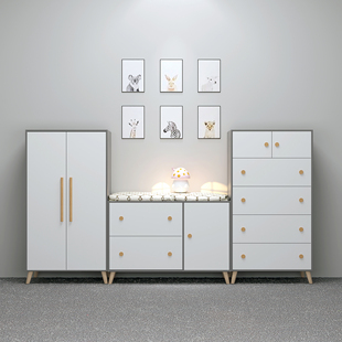 可比熊儿童简易衣柜组装实木卧室小衣柜斗柜书架收纳柜储物柜
