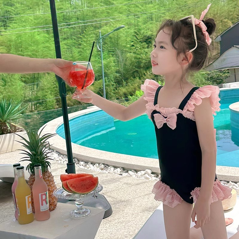 女宝宝游泳衣女童新款甜美公主风洋气儿童连衣泳衣夏季防晒游泳装