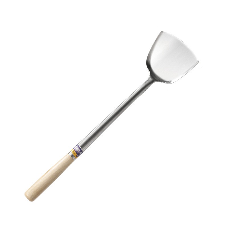 特厚不锈钢炒铲厨房厨师食堂专用铲长木柄大号炒菜铲大锅铲子商用