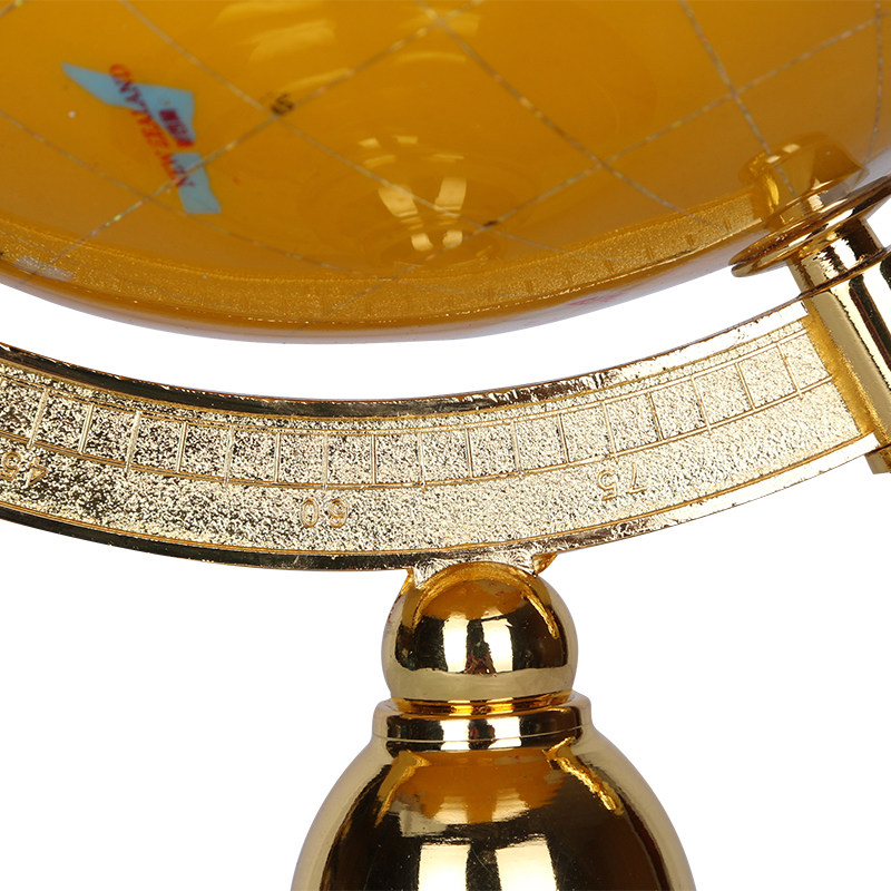 智慧象黄色宝石地球仪15cm小号 欧式工艺品 办公室书房摆件拉丝工