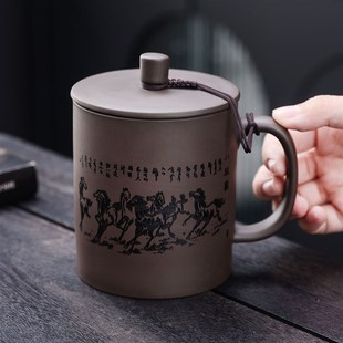 紫砂茶杯家用定制刻字个人专用杯子陶瓷水杯喝茶杯办公茶杯