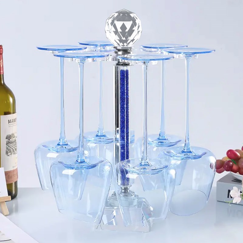 创意个性收纳k9水晶倒挂香槟红酒杯架酒柜装饰摆件用品酒吧展示物