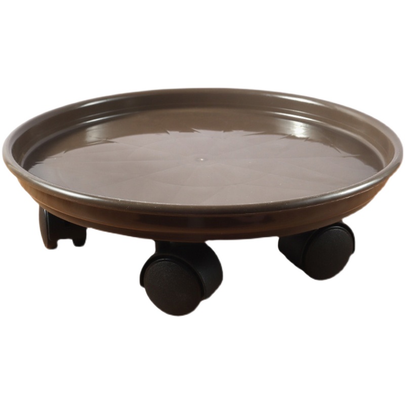 泡脚木桶木盆可移动花盆托盘带滚轮花盆底座圆托盘塑料花盆轮子