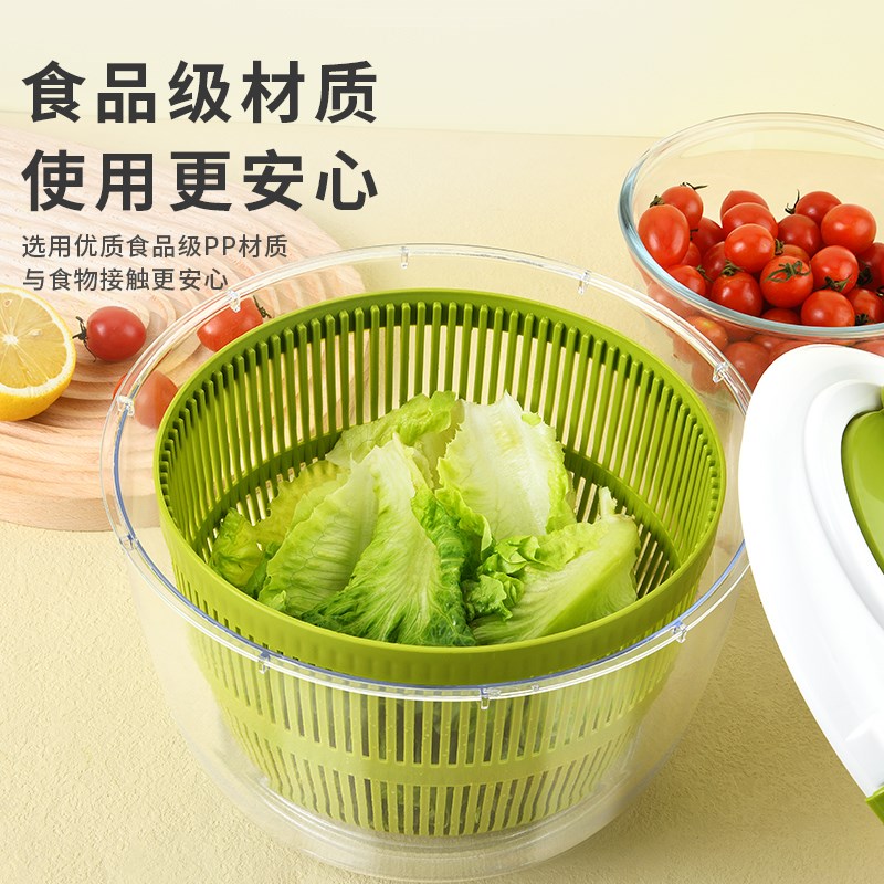 蔬菜脱水器家用沙拉水果清洗沥水甩干机手动甩水篮厨房洗菜盆神器