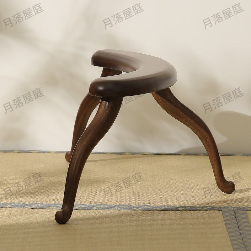 乌檀木三足凭几宋式实木炕桌榻榻米炕几中式凭几扶手古代床上靠几