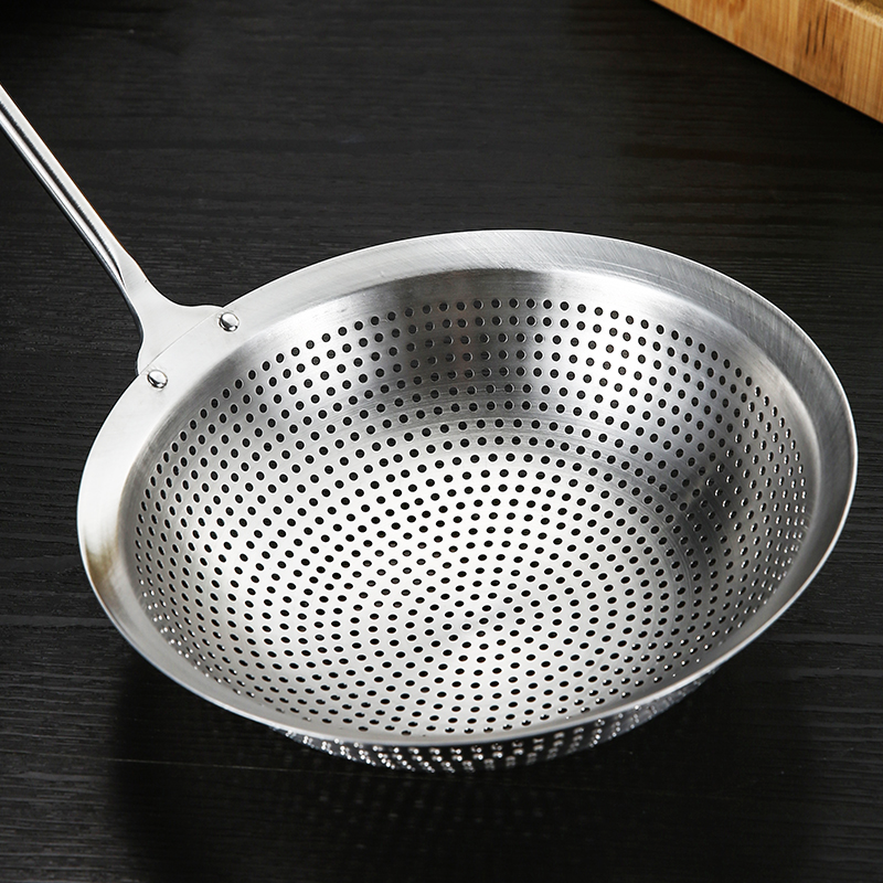 火锅漏勺一体304不锈钢捞面篱家用厨房油炸笊篱过滤网 捞勺网漏勺