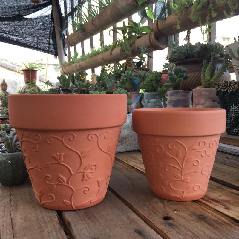 红陶花盆 多肉植物花盆 陶土花盆 工艺浮雕花盆 细质陶瓷花盆