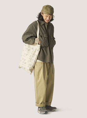 OUTORI 暗格纹碧纹洗水做旧 复古大口袋工装衬衫长袖薄外套衬衣男