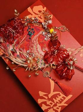 非遗重缠花新娘中式团扇婚工礼秀禾双婚面结工手凤凰成030201品喜