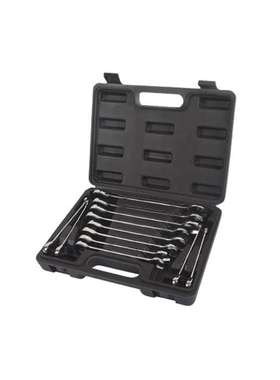 钢盾工具  12件套公制精抛光棘开两用长快扳组套S018602