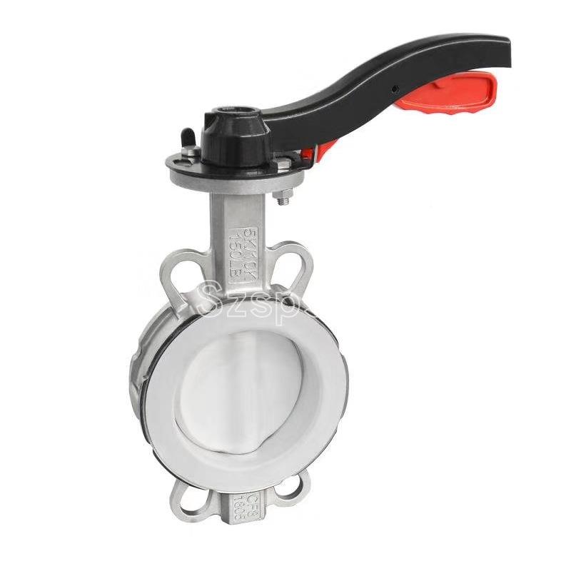 不锈P钢对夹式手动蜗轮衬氟蝶阀D37F46-161DN6580100114625