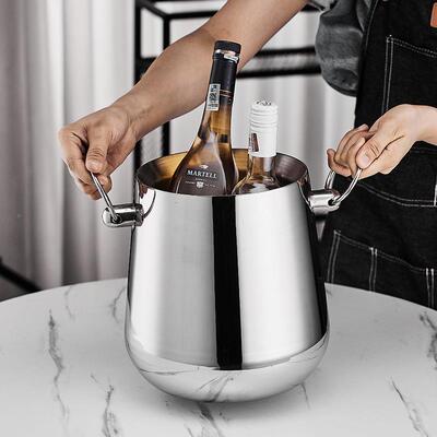 加厚双层不酒锈钢冰吧桶KTV酒香槟tb-73855桶商用装冰块粒桶创意
