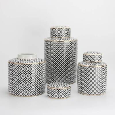 美式四耐温陶瓷RCM茶叶罐收纳密封罐方罐家居工瓷艺装摆件饰罐子