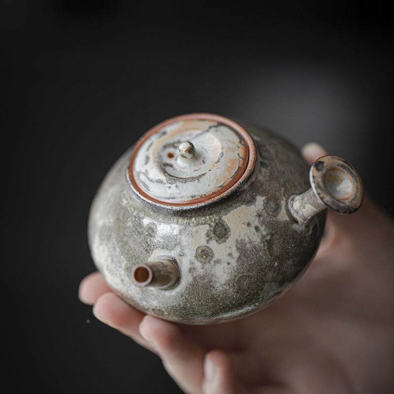 宜室茶话墨smcs-cbh柴烧窑变瓷侧把壶日式复古茶单壶壶功夫茶具陶
