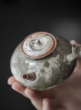 宜室茶话墨smcs-cbh柴烧窑变瓷侧把壶日式复古茶单壶壶功夫茶具陶