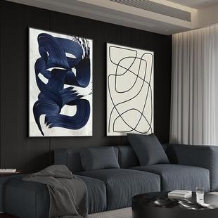 抽象线条客厅装 饰画景白极简风墙面挂画壁SQ5410北欧ins黑沙发背