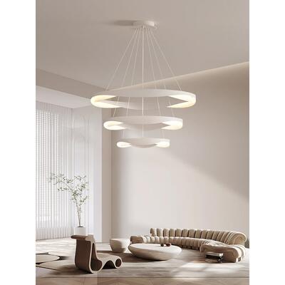 奶油客厅吊灯现代风简约创意大气复式l公寓otf楼梯108大厅餐厅吊