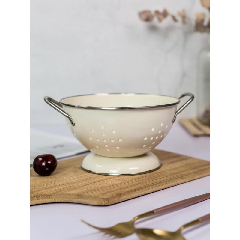 粉颜北欧号风奶白水色MSaTJSXF小大号沥水水双耳碗水果盆果盘果篮