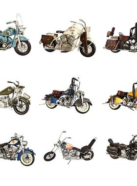 老式件古印第按摩托车模型手工艺YMK车模橱窗创复意道具摆装铁饰