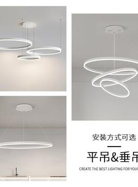 吊灯客简厅灯现代约225632年新款餐厅饭灯极简厅轻0奢环形主卧室