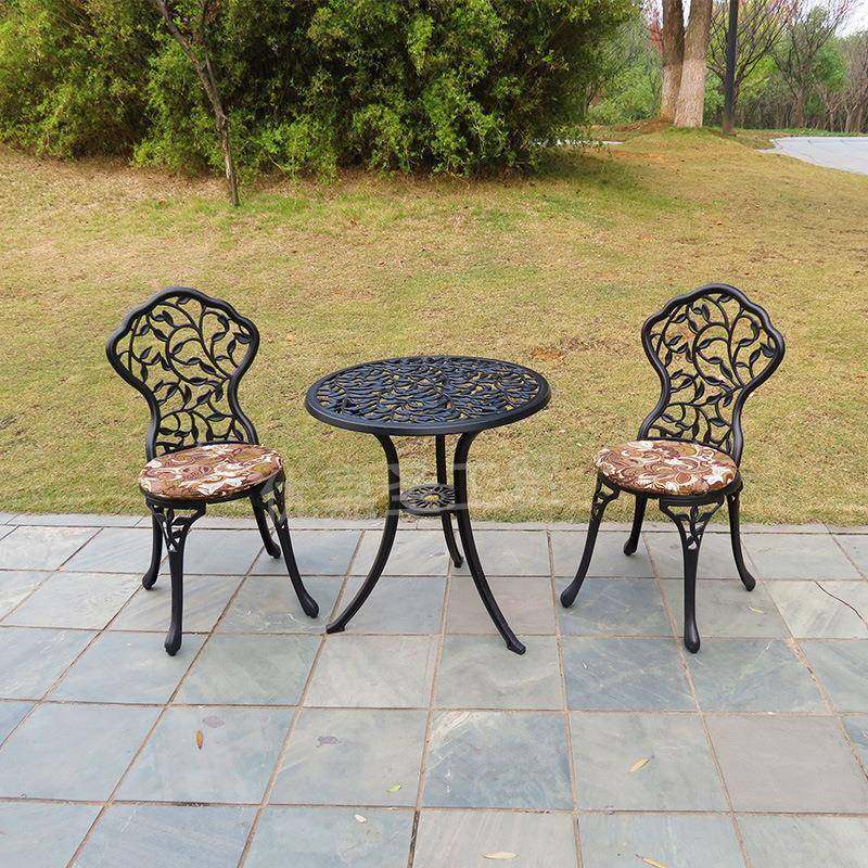 户外阳休台闲铸铝桌椅园庭花院露台合铝金小茶几椅室ZL3033外铁艺