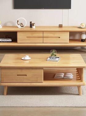 北欧实木电视柜大VJI户客厅卧式实多木电视柜功能型现代简约储小