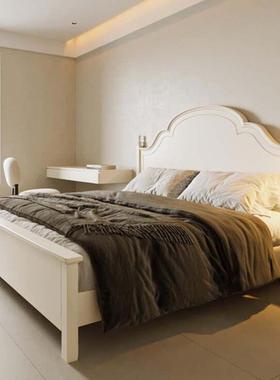 美式白色实木床现代简约1.8法式女双OLT人米主卧高箱物公主孩储床