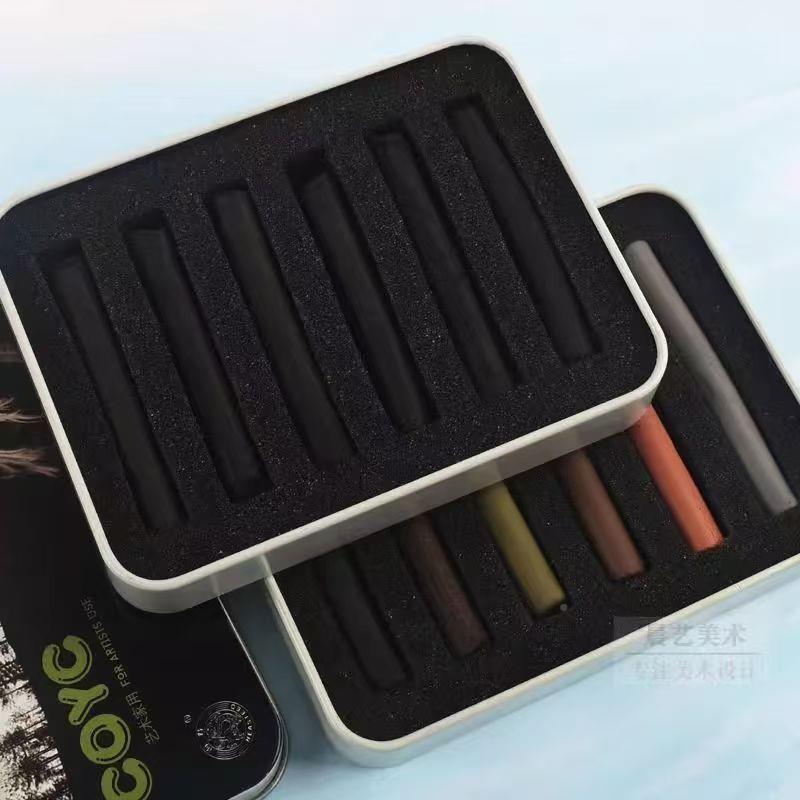 索斯材碳条色粉素描碳KBM色条素描干料美生专用水溶粉笔6支术装