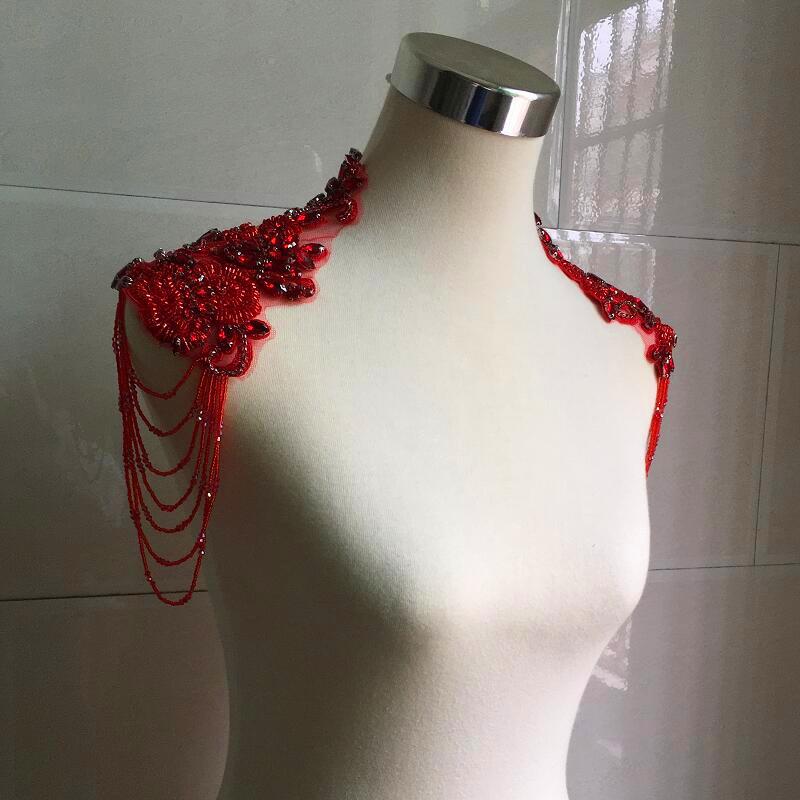 重工钉流苏大IPY片红黑灰白色玻璃钻婚花珠DIY纱礼服花装饰钻大衣