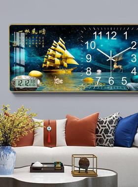 源表头工厂万历年历钟表客厅静音带日温度HG156154时尚石英墙时钟