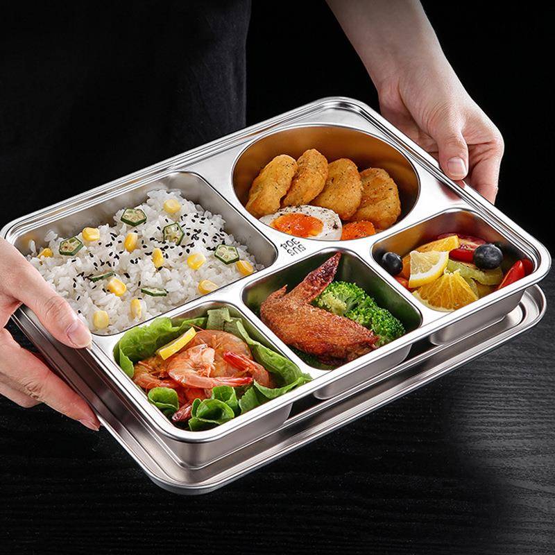 分格餐304不锈钢分隔食堂学上班族BLH盘饭盒生四格快餐盘