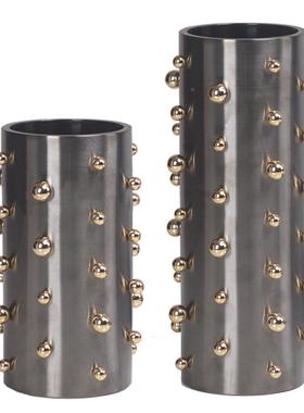 北欧轻柱奢瓶瓶设计感家居圆珠花圆花器高级感摆件客PZO厅插饰花