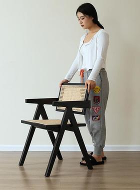 6362厂家编藤餐椅昌迪民加尔椅宿餐厅日料店古休闲椅子藤编复椅