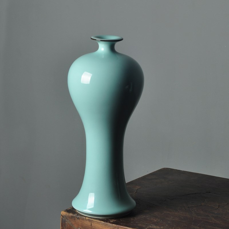 青瓷花瓶摆件客厅插干花器家居装饰品弟窑粉青美人醉花瓶玄关摆设
