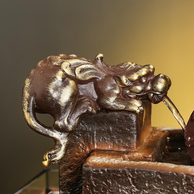 创意招财流水摆件室内客厅办公室装饰桌面循环水鱼缸开业乔迁礼品