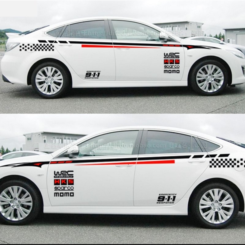 通用汽车贴纸大面积长条腰线车贴全车身车门两侧划痕遮挡装饰拉花