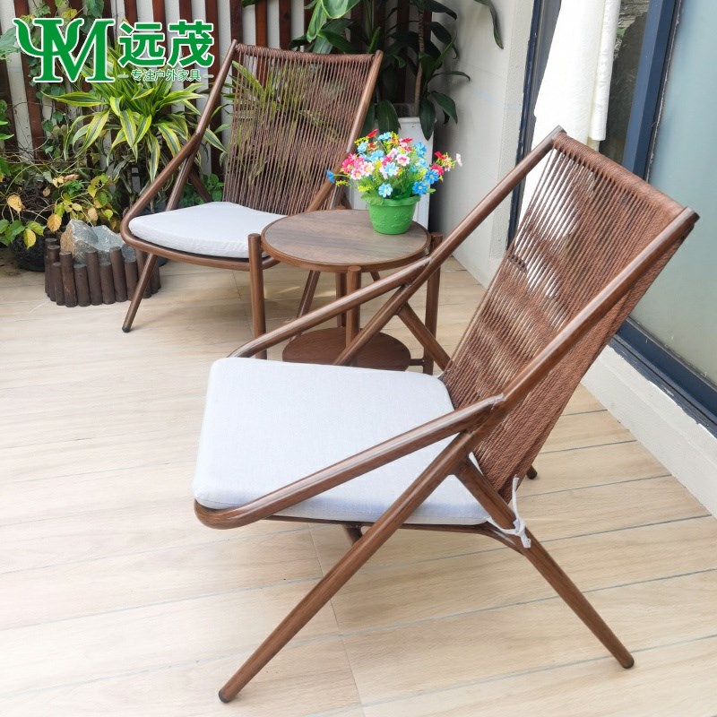 远茂藤椅单人网红阳台半躺椅休闲茶几手工编织藤椅家用靠背椅腾椅