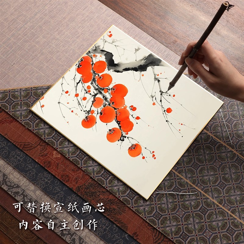 曹一阁日式禅意竹帘挂轴卷轴免装裱手写空白画框卡纸半生半熟中式