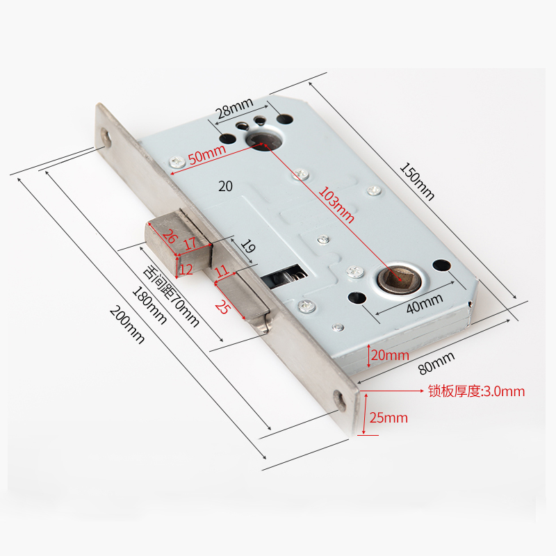 升级防火门锁304不锈钢防火锁C级锁芯纯铜钥匙消防门锁全套通用型