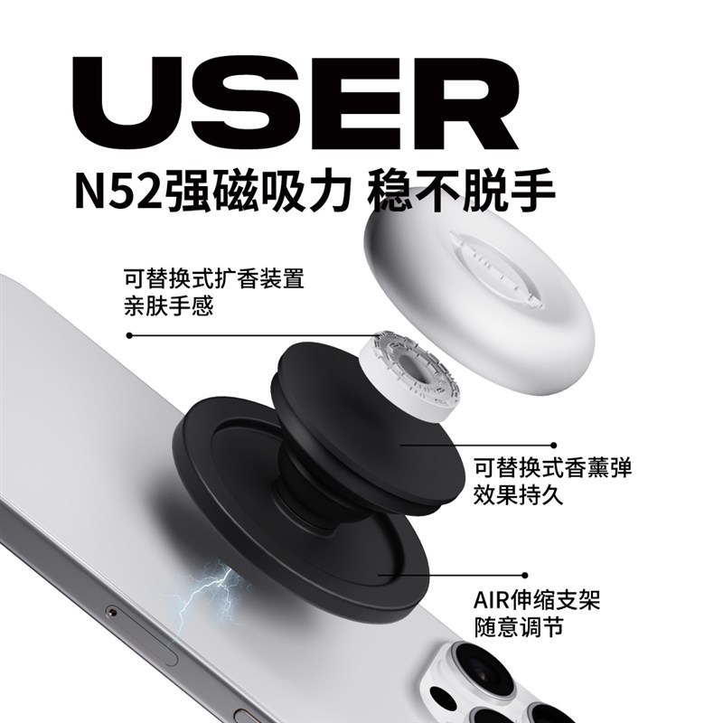 SOMEFUN手机香氛香薰气囊伸缩贴磁吸扩香支架新款