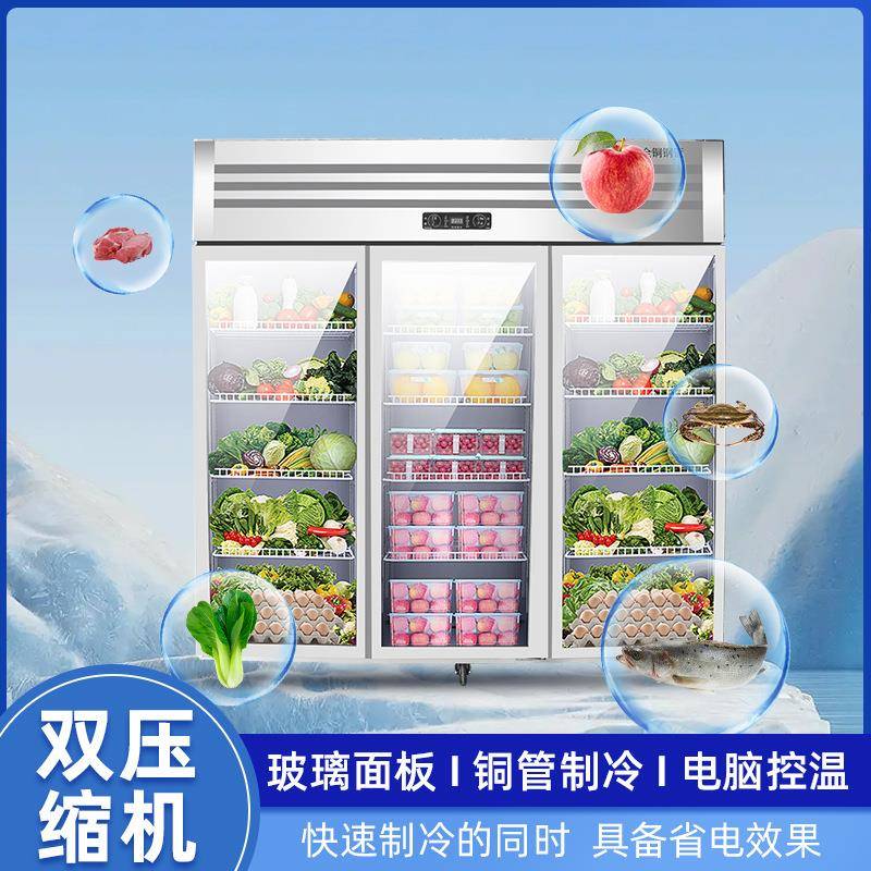 商用冰箱大多量功能冰柜立式柜冷冷冻双温保鲜柜六门容饭店冷藏柜