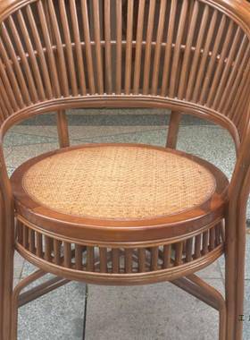 然藤用椅家VGD单人编织阳台老人办公靠背休天闲护真腰扶手藤椅子